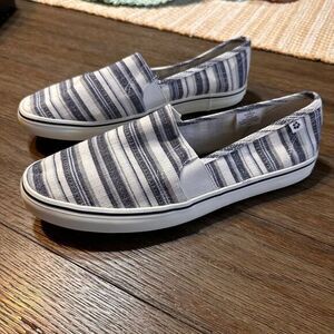 Tommy Bahama Striped Canvas Slip On Sneakers Casual Comfort Boat Beach Shoes